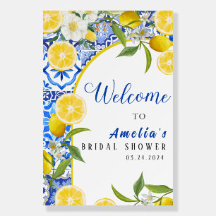 Elegant Mediterranean Lemon Bridal Shower Welcome Foam Board