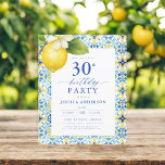 Elegant Mediterranean Lemon Floral 30th Birthday<br><div class="desc">Celebrate in style with an elegant Mediterranean lemon floral birthday invitation. Featuring vibrant yellow lemons and lush green foliage, this design evokes the charm of the Mediterranean, perfect for a sunny and sophisticated event. The intricate floral accents add a fresh, inviting touch, while elegant typography brings a sense of refinement....</div>