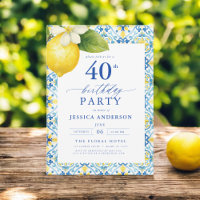 Elegant Mediterranean Lemon Floral 40th Birthday