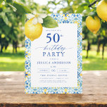 Elegant Mediterranean Lemon Floral 50th Birthday Invitation<br><div class="desc">Celebrate in style with an elegant Mediterranean lemon floral birthday invitation. Featuring vibrant yellow lemons and lush green foliage, this design evokes the charm of the Mediterranean, perfect for a sunny and sophisticated event. The intricate floral accents add a fresh, inviting touch, while elegant typography brings a sense of refinement....</div>