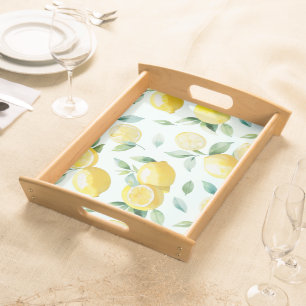Elegant Mediterranean Lemon Floral birthday party Serving Tray
