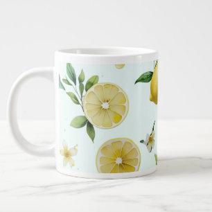 Elegant Mediterranean Lemon Floral Bridal Shower   Giant Coffee Mug