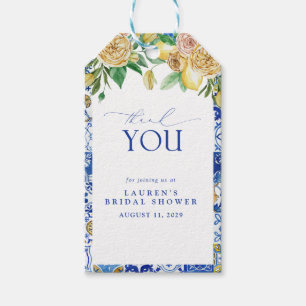 Elegant Mediterranean Lemon Floral Bridal Shower Gift Tags