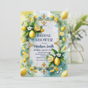 Elegant Mediterranean Lemon Floral Bridal Shower   Invitation