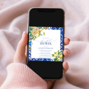 Elegant Mediterranean Lemon Floral Bridal Shower Invitation
