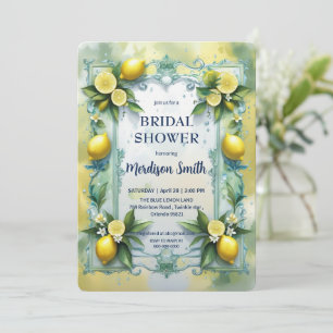 Elegant Mediterranean Lemon Floral Bridal Shower Invitation