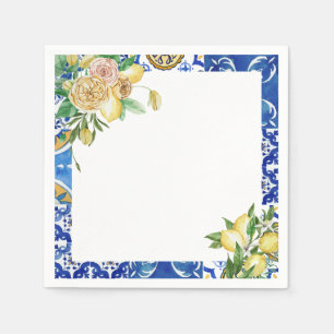 Elegant Mediterranean Lemon Floral Bridal Shower Napkins