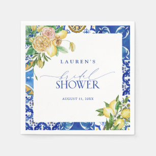 Elegant Mediterranean Lemon Floral Bridal Shower Napkins