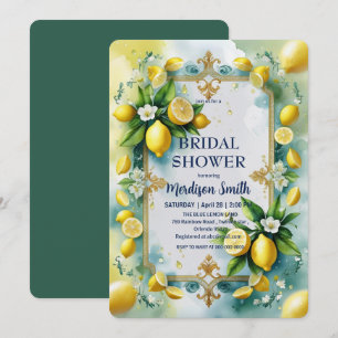Elegant Mediterranean Lemon Floral Bridal Shower Save The Date