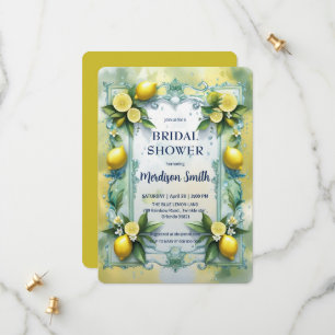 Elegant Mediterranean Lemon Floral Bridal Shower   Save The Date