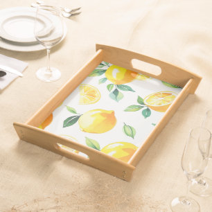 Elegant Mediterranean Lemon Floral Bridal Shower   Serving Tray