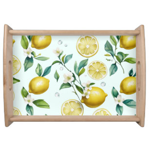 Elegant Mediterranean Lemon Floral Bridal Shower Serving Tray