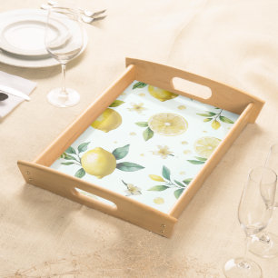 Elegant Mediterranean Lemon Floral Bridal Shower   Serving Tray