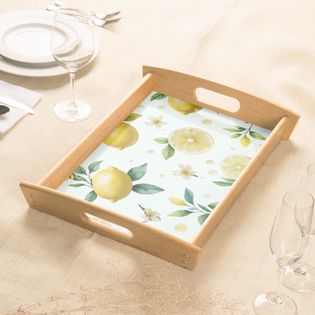 Elegant Mediterranean Lemon Floral Bridal Shower   Serving Tray (Front)