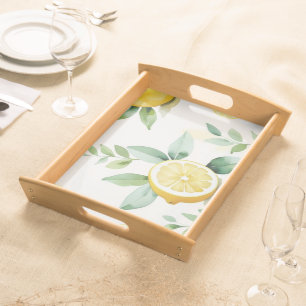 Elegant Mediterranean Lemon Floral Bridal Shower Serving Tray