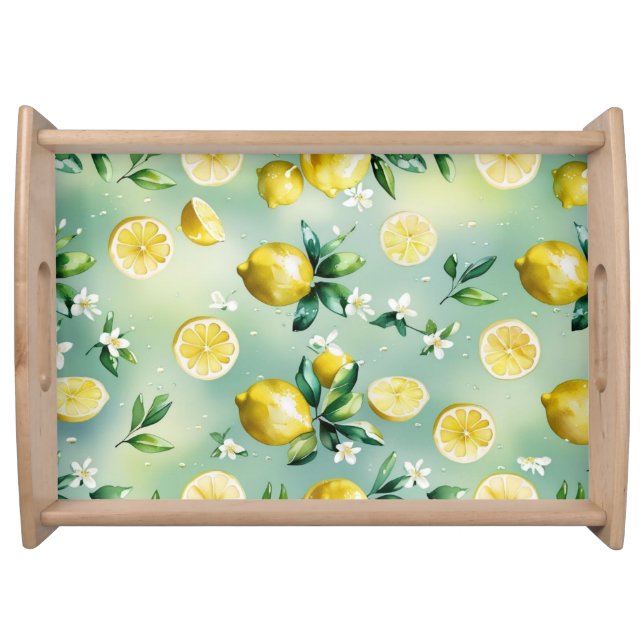 Elegant Mediterranean Lemon Floral Bridal Shower   Serving Tray (Front)
