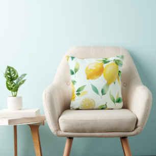 Elegant Mediterranean Lemon Floral Bridal Shower   Throw Pillow