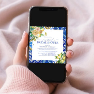 Elegant Mediterranean Lemon Floral Virtual Shower Invitation