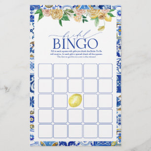 Elegant Mediterranean Lemon Shower Bingo Game