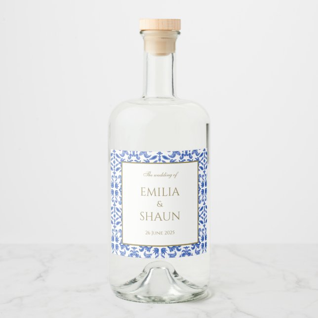 Elegant Mediterranean Style Liquor Bottle Label (Front)