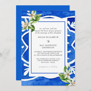 Elegant Mediterranean Watercolor Tile Bride Parent Invitation
