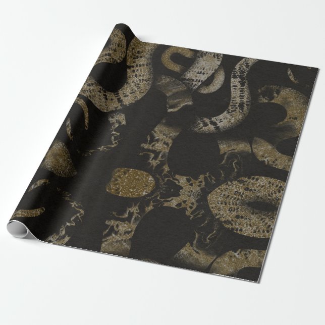 Elegant Medusa Snakes Luxury Art Wrapping Paper (Unrolled)