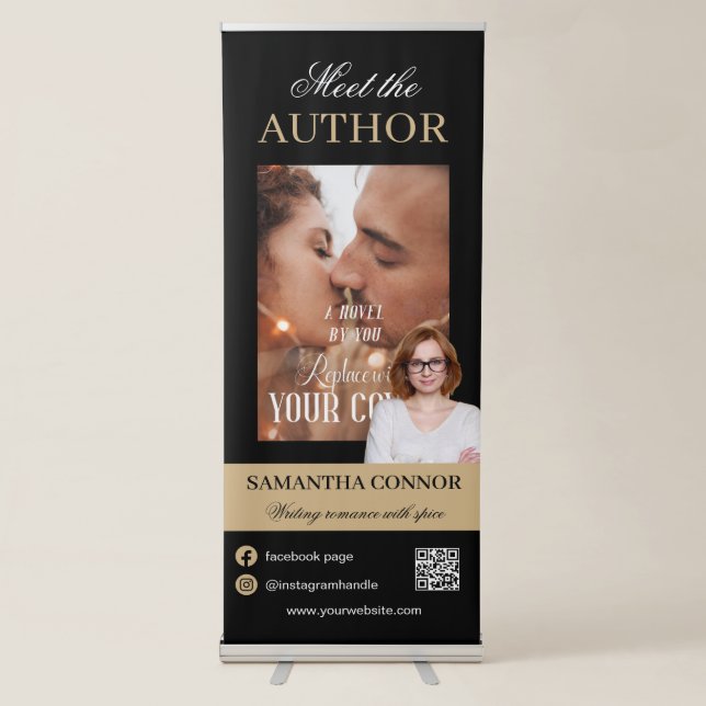 Elegant Meet the Author Romance Book Launch Retractable Banner (Front)
