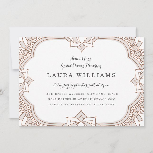 Elegant Mehndi Bridal Shower Invitation (Front)