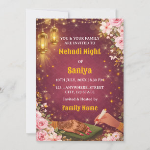 Elegant Mehndi Night Ceremony Invitation