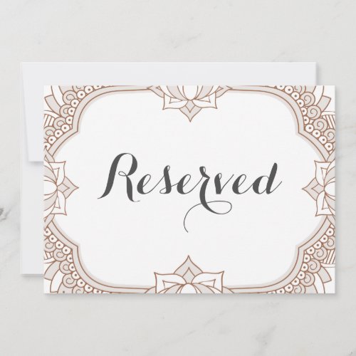 Elegant Mehndi Reserved Sign