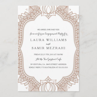 Elegant Mehndi Wedding Engagement Party Invitation