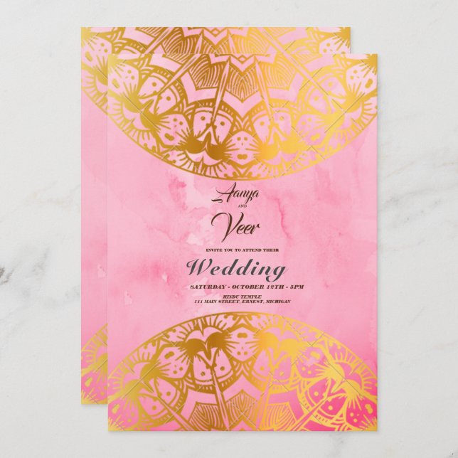 Elegant Mehndi Wedding Invitation (Front/Back)