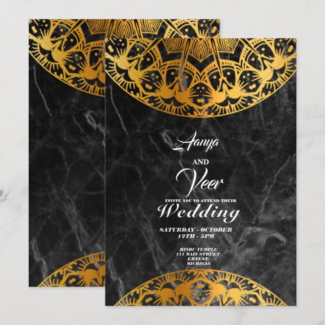 Elegant Mehndi Wedding Invitation (Front/Back)
