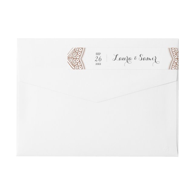 Elegant Mehndi Wedding Wrap Around Label (Back)