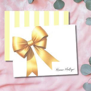 Elegant Mellow Yellow Bow Stationery Note Card