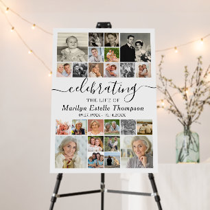 Elegant Memorial 24 Photo Celebrating Life Foam Board