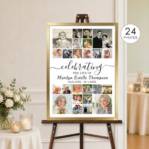 Elegant Memorial 24 Photo Celebrating Life Poster