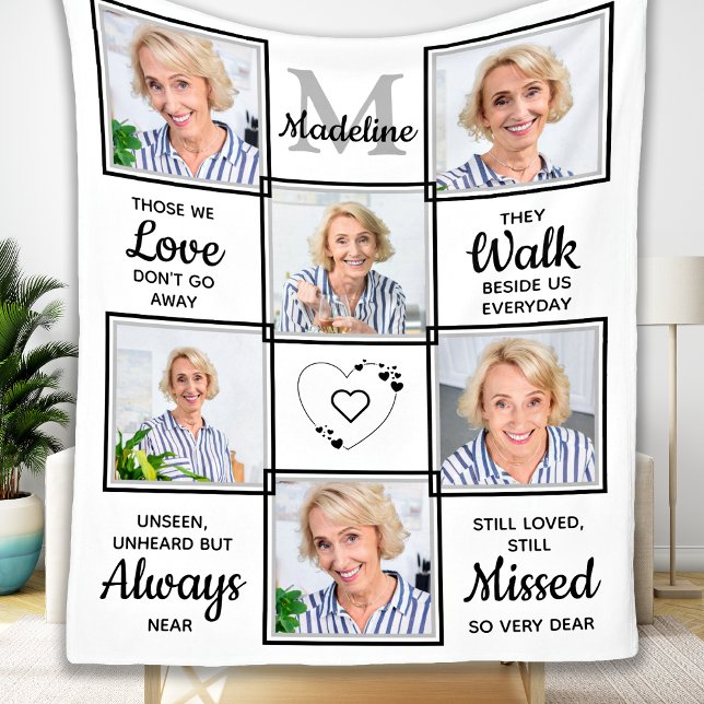 Elegant Memorial 6 Photo Collage Personalized  Fleece Blanket (Creator Uploaded)