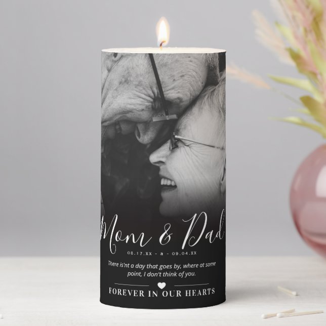 Elegant Memorial Calligraphy Remembrance Photo Pillar Candle (In Situ)