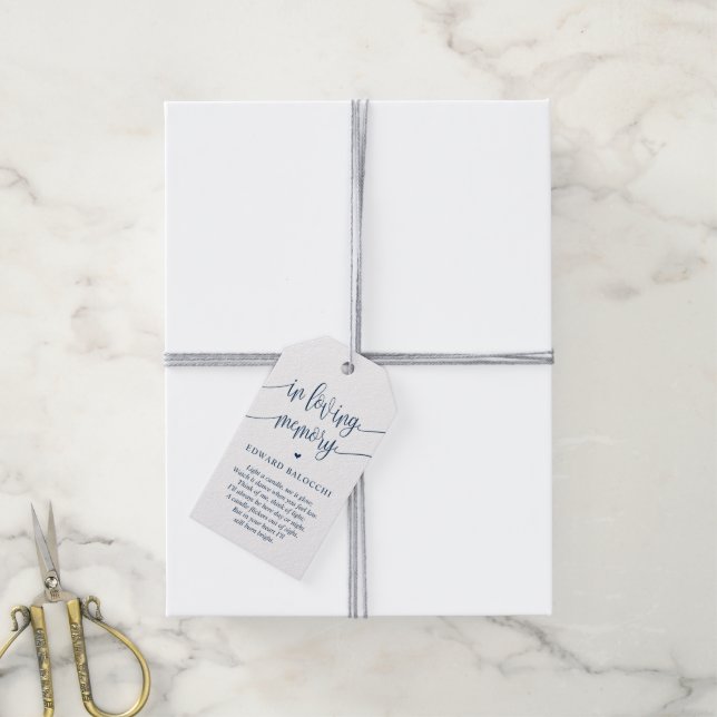 Elegant, Memorial Candle, Funeral Service Tag (With Twine)