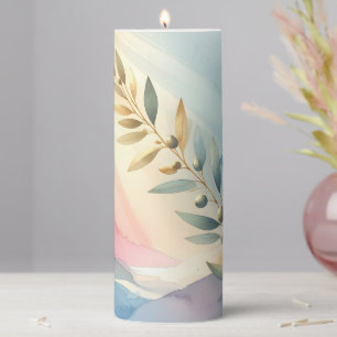 Elegant Memorial Candle Olive Branches