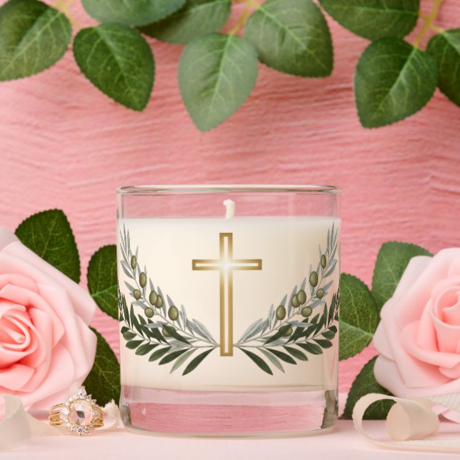 Elegant Memorial Candle with Golden Cross (Wedding)