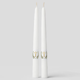Elegant Memorial Candle with Golden Cross