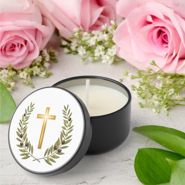Elegant Memorial Candle with Golden Cross Mini Candle Favors (Insitu (Wedding))