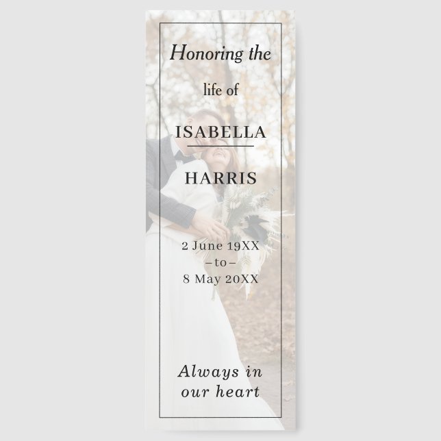 Elegant Memorial Celebration of Life Favor Bookmarks (Front)