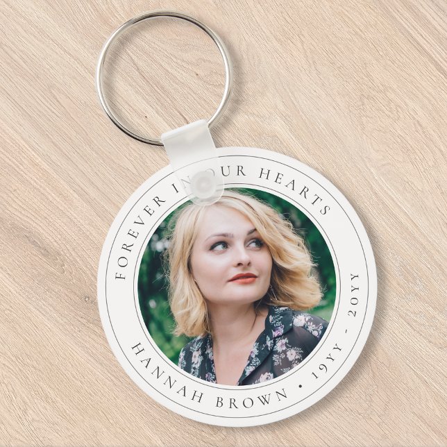 Elegant Memorial Chic Funeral Favor Photo Tribute Keychain (Creator Uploaded)