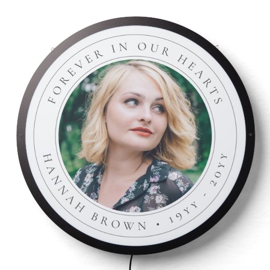 Elegant Memorial Chic Funeral Photo Tribute LED Sign (Lights Off)