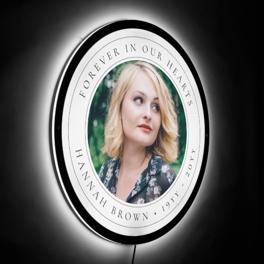 Elegant Memorial Chic Funeral Photo Tribute LED Sign (Angle)