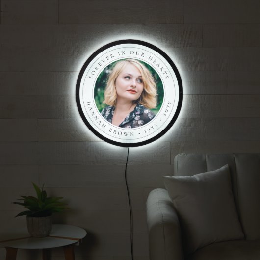 Elegant Memorial Chic Funeral Photo Tribute LED Sign (Living Room)