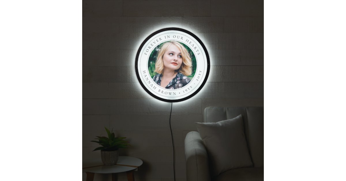 Elegant Memorial Chic Funeral Photo Tribute LED Sign | Zazzle